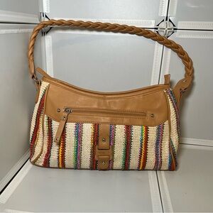 Rosetti Multicolored Woven With Pleather Trim Shoulder Bag Handbag
